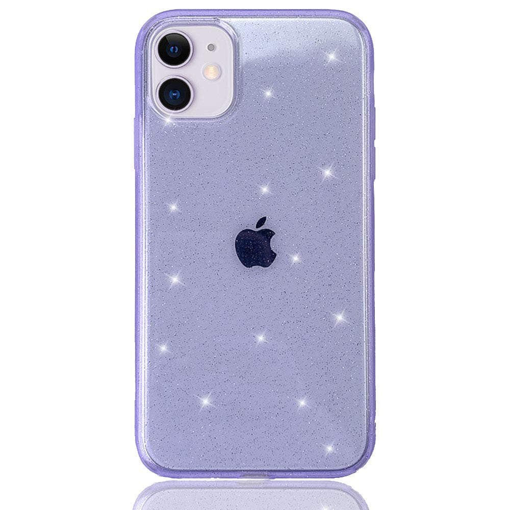 HUIYCUU Case for iPhone 11 Case Clear Glitter 6.1", Soft Cute Slim Sparkle Bling White Design Pattern [Drop Protection Shockproof ] Bumper Girl Women Cover Compatible with iPhone 11, Matte Purple