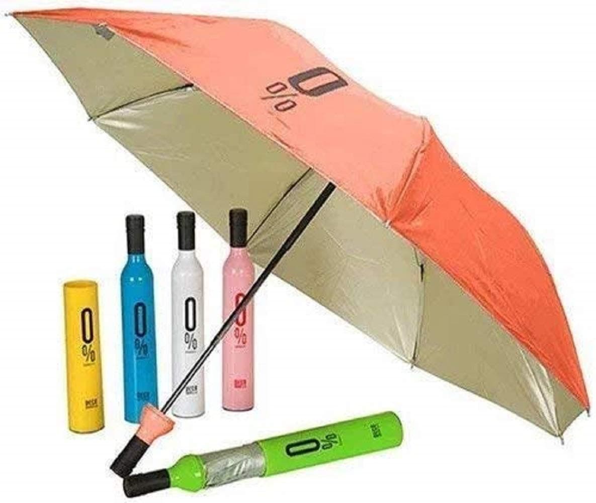 ™ Premium Windproof Double Layer Folding Portable Umbrella with Bottle Cover for UV, Sun Protection & Rain | Foldable Design Travel Lightweight Unisex Umbrella (Multicolor and Design) 110cm