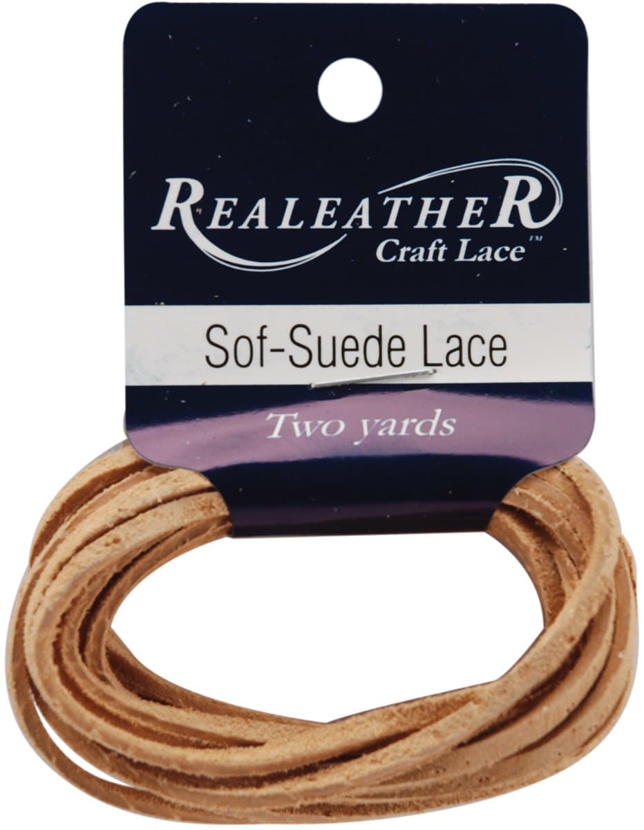 Realeather Crafts Sof, Suede Lace, 094" by 2 yd Packaged, Sandy Beach