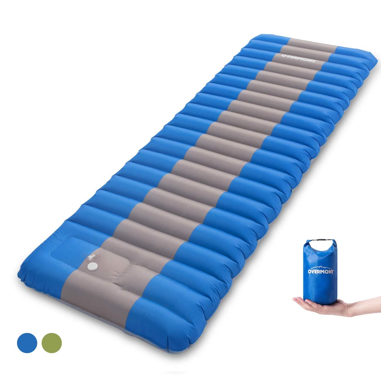 Overmont Extra Thickness Sleeping Pad Inflatable Camping Mat Ultimate Air Mattress Compact Carry Bag Built-in Pump Waterproof for Backpacking Hiking Travel