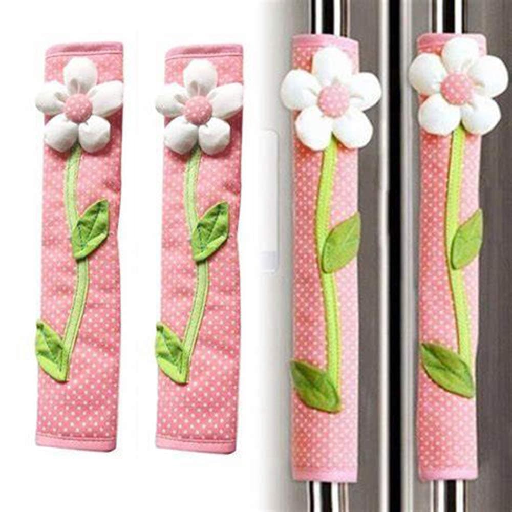 Hebudy Refrigerator Handle Cover Fridge Handle Protector for Home Decorations 2PCS (Pink)