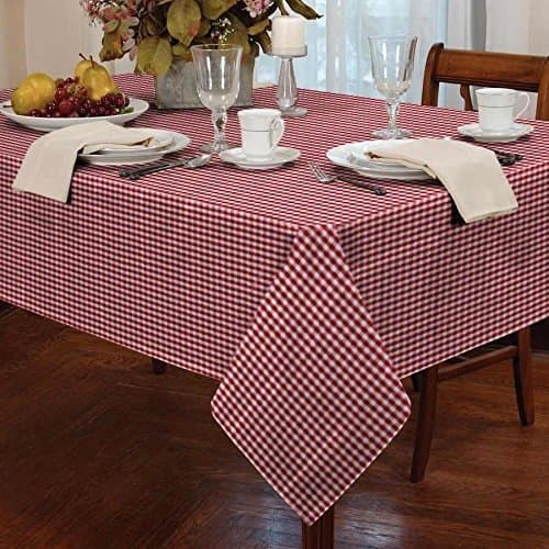 HallwaysSarah Gingham Checked Easy Care Tablecloth Red White 60" Round Table Cloth