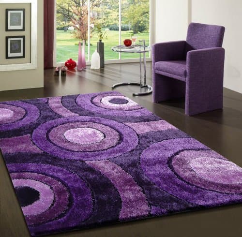 Shaggy Viscose , Lavender Solid Area Rug, Hand Tufted, Exact Size 5'X7' On Sale!
