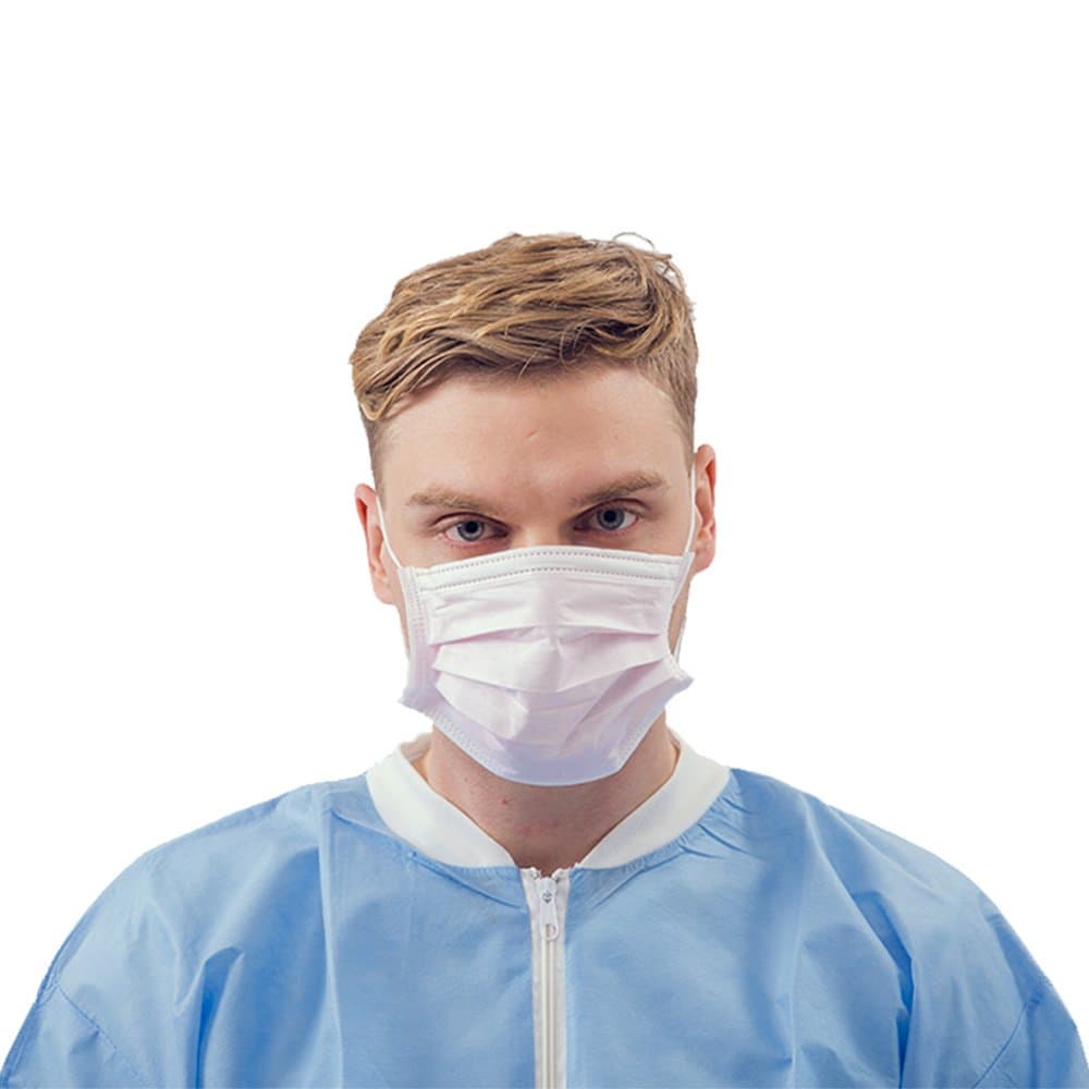 125 PCS Disposable Earloop Face Mask 3 Ply Soft Non Woven Breathable Shield Anti Dust Antiviral Allergy Pollen for Flu Surgical Dental Health (Pink)