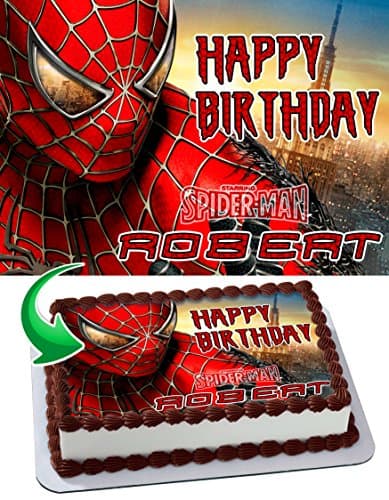Spider-Man Personalized Cake Toppers Icing Sugar Paper A4 Sheet Edible Frosting Photo Birthday Cake Topper 1/4 ~ Best Quality Edible Cake Image!