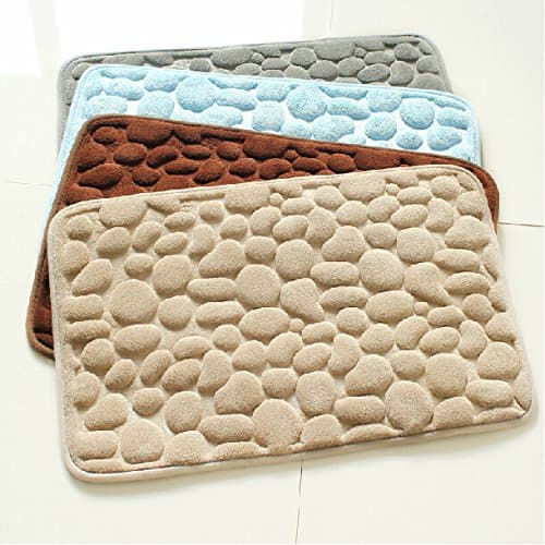 Camel : 3D bath rug pebbles natural SBR rubber bath mat bottom space memory cotton rebound mat super absorbent