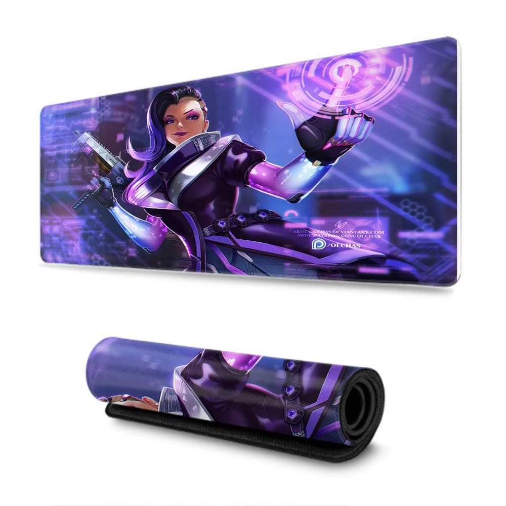 Overwatch,Gaming Mouse Pad with Wrist Support,Slimline Mouse Pad,Art Decoration Mouse Pad,Anti Slip Rubber Base-(Sombra)