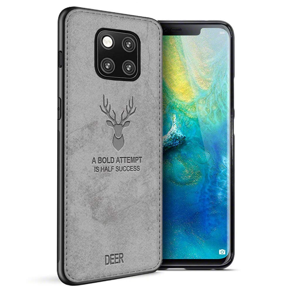Teeyee Huawei Mate 20 Pro Case, Fully Protective Design shockproof TPU Bumper Washable Cloth Back Dual Protection Cover for Huawei Mate 20 Pro(2018 Release) (Grey)
