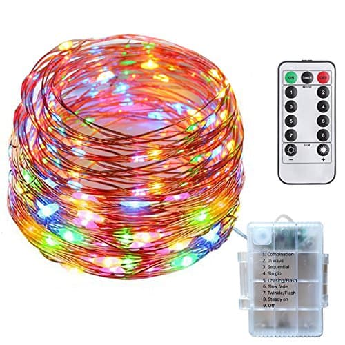Tecland 8 Modes 16.4FT/5M 50 LED Copper Wire String Light, Battery Operated Waterproof Rope Lights for Bedroom, Christmas tree and more.(Multi color)