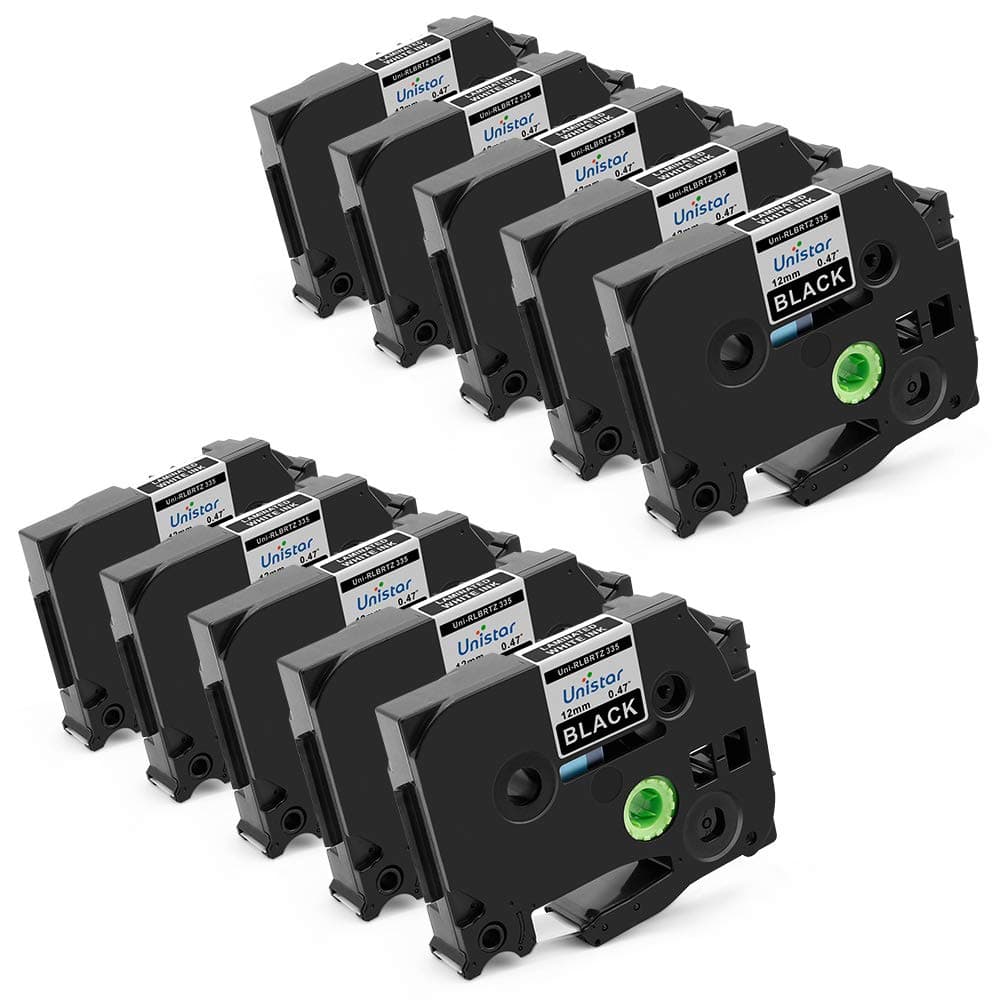 Unistar Compatible Label Tape Replacement for DYMO Label Cassette 1/2 Inch 12mm Black on White Tape D1 45013 S0720530 for Label Maker 280 160 360D 420P 450D Refill Cartridge, 5 Pack