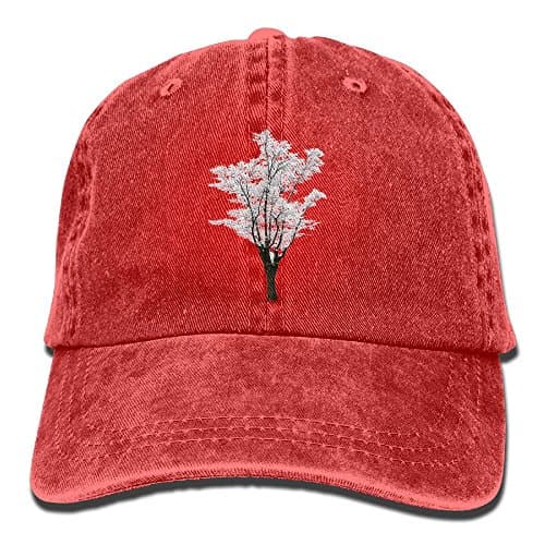 Snow Tree Musician Classic Cotton Adjustabl Baseball Plain Cap,Hip Hop Baseball Cap Red