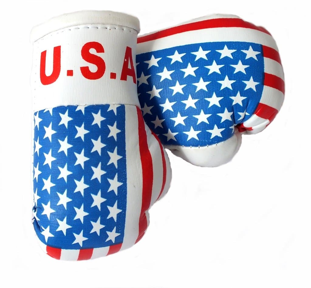 Mini Boxing Gloves USA/America, 1 Pair, 2 Items, e.g. Mini Boxing Gloves for Car Rear View Mirror