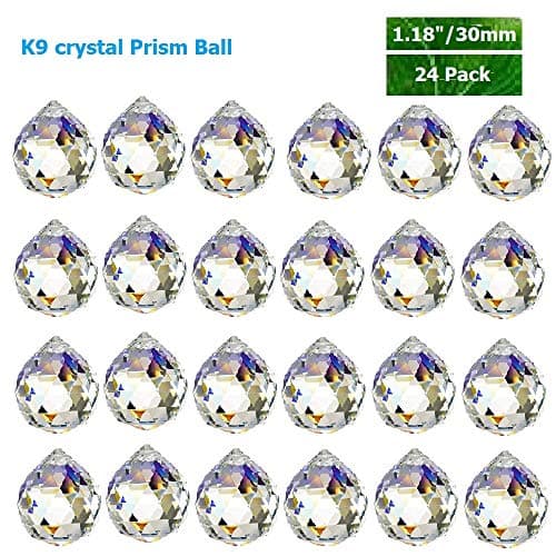 Toowood K9 Crystal Ball Drop Prisms Optical Glass Triangular Prism Pyramid for Photography Decoration Birthday Gift Teaching (PrismBall 1.2"/30mm 24 Pack)