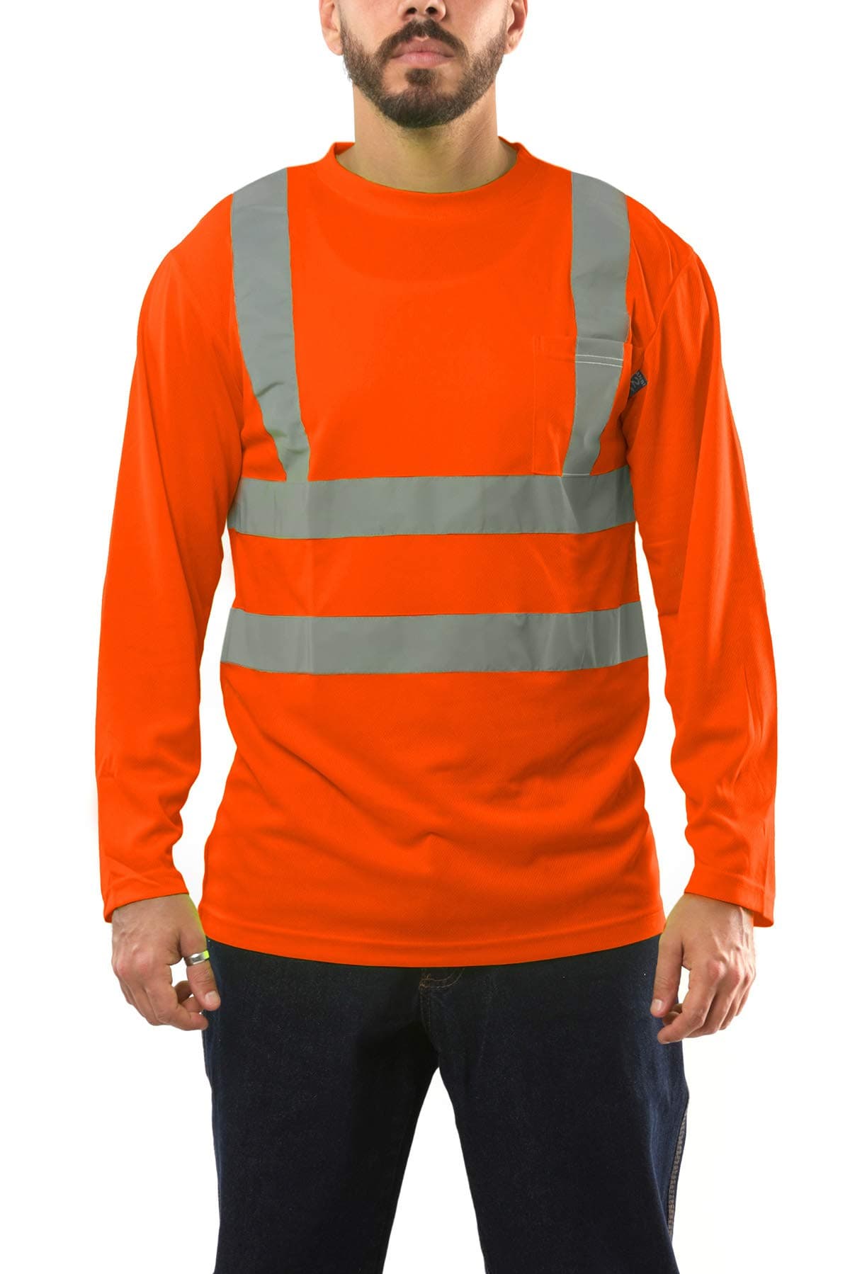 Kolossus Work Shirts for Men - Long Sleeve High Visibility - Construction Clothes - Reflective - Front Pockets - ANSI Class 2