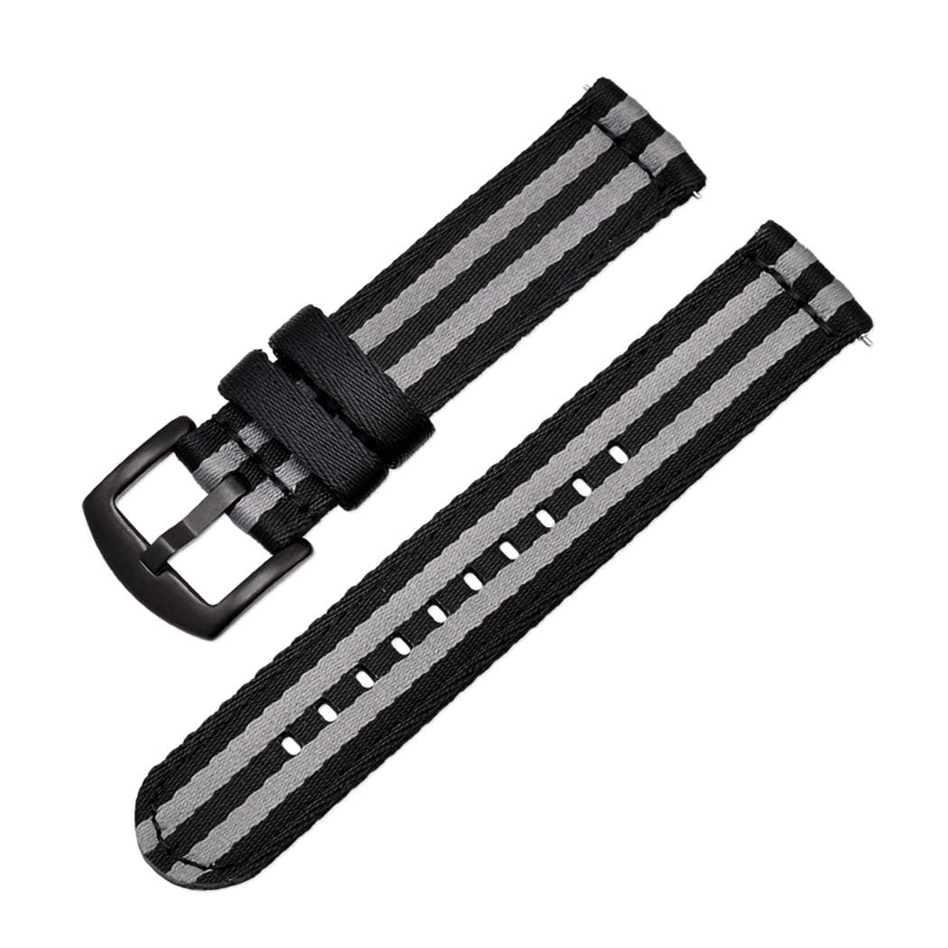 Quick Release NATO Watch Band 2 Pieces Thick Double Layers Canvas Nylon Strap Black Buckle