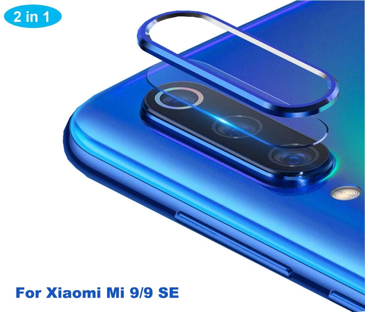 NOKOER Camera Lens Protector for Xiaomi Mi 9 SE, [2 in 1] Camera Lens Protector Ring + Camera Lens Tempered Glass Protector Film, 360 Degree Protection [Anti-Fall] [Wear Resistant] - Blue