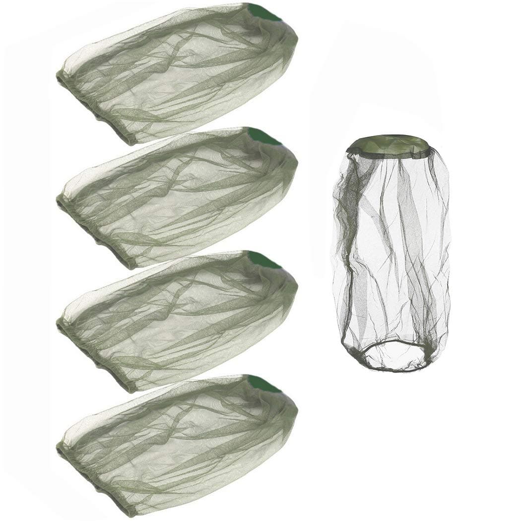 Creatiees 5PC Mosquito Head Net, Anti-Mosquito Bee Bug Insect Fly Mask Cap with Mesh Face Protection for Beekeeping Beekeeper Fishing Outdoors(Dark Green)