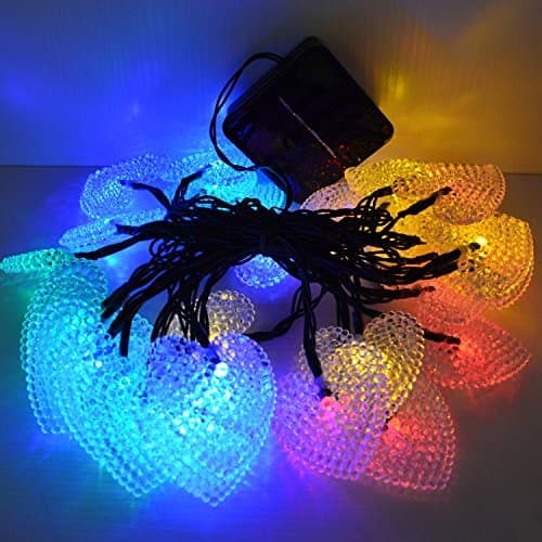 Solar Outdoor Decoration String Light with 30 LEDs Waterproof LED Lights Solar Powered Lights for Garden Patio Home Christmas Tree Parties- Mutiple (Heart-Shaped)