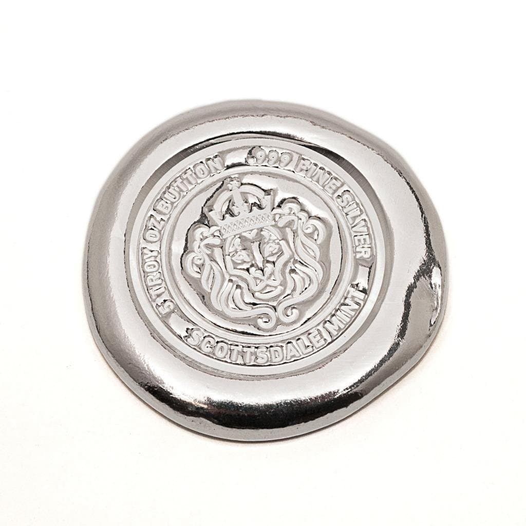 5 oz Scottsdale Silver Button .999 Fine Silver Hand Poured