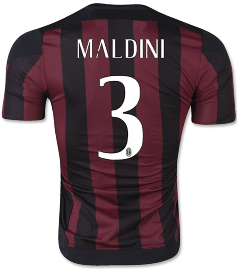 15-16 AC Milan Home 3 MALDINI Customized Black&Red men`s Soccer Jersey Shirt SIZE L