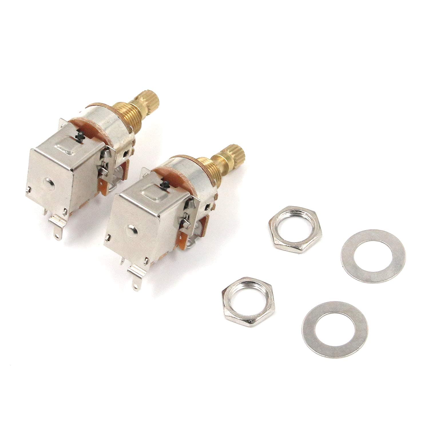 Geesatis 2 PCS A500K Push Pull Short Shaft Audio Taper Potentiometers/Pots, Split Shaft Audio Taper Volume Tone Switch Pots Short Shaft, with Nut and Washer for Guitar Bass