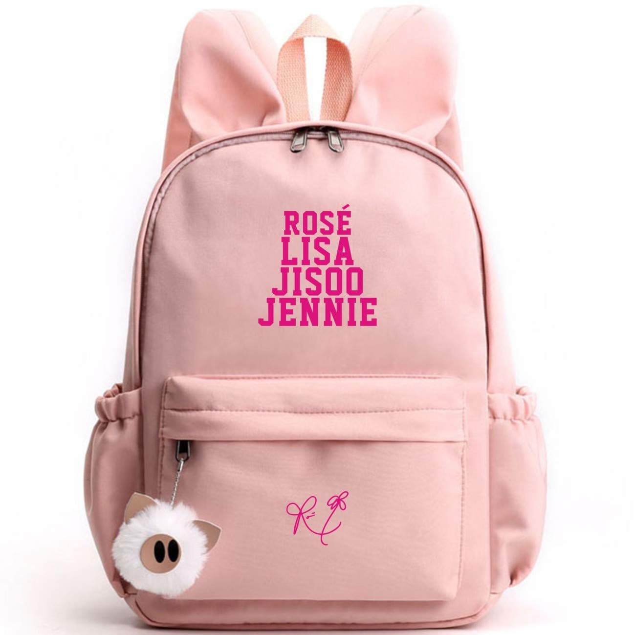 Kpop Cute Rabbit Ears Backpack School Bag Daypack Gift Merchandise Laptop Bag College School Bookbag Travel School Canvas Bag JISOO Jennie ROSÉ Lisa for Fans