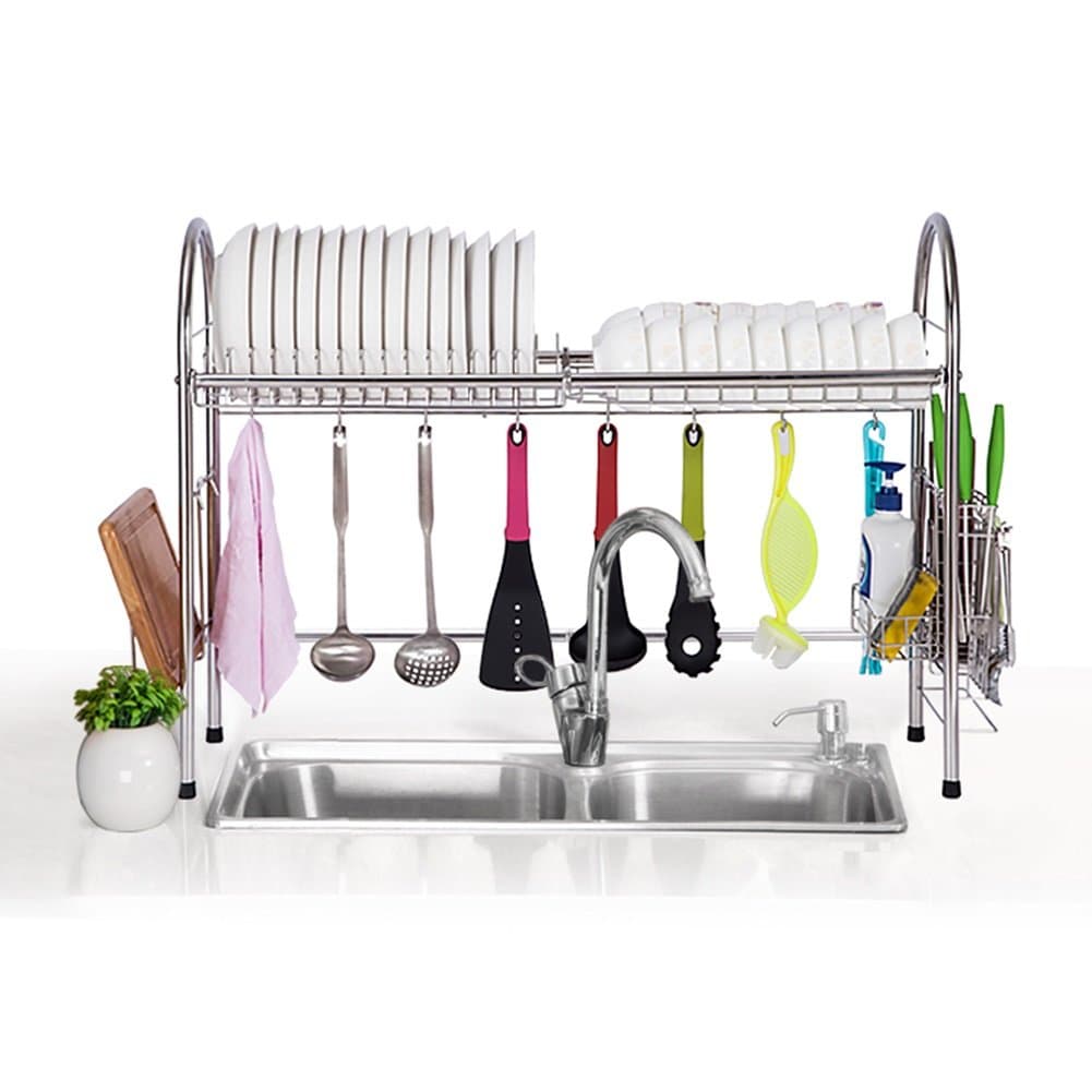 Over Sink Drying Rack Dish rack Over Sink Shelf Dish Drainer, Stainless Steel,83.5 X 28 X 63cm