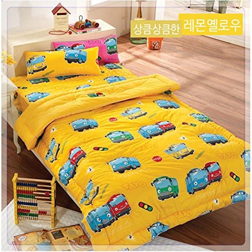 [Yobebe]Tayo Bus Cotton Thin Wadding Bedding Cover Comforter bedclothes quilt Tayo Bus TV animation Cartoon character Thin padding (Yellow)