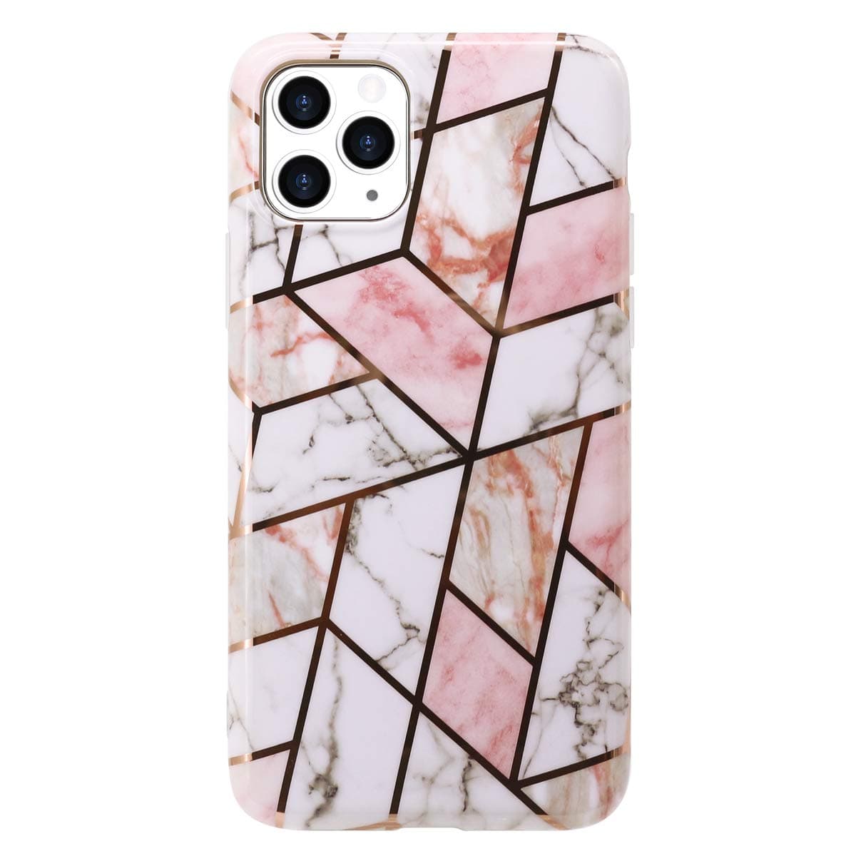 INFOR iPhone 11 Pro Max Case Marble Slim Fit Bling Glitter Sparkle Case Gold Foil Stripe Thin Cute Design Glossy Soft TPU Bumper Girl Women Protective Cover Compatible iPhone 11 Pro Max (Pink Gray)