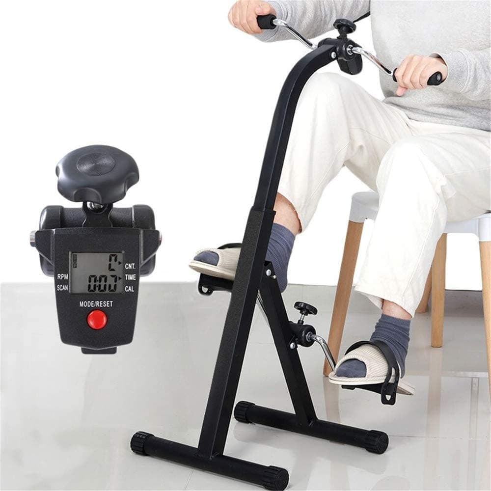 Drohneks Folding Pedal Exerciser with Multifunctional LCD Display, Mini Arm Leg Exercise Bike Foot Hand Cycle Portable Stationary Peddler Machine Bicycle Exerciser for Elderly Men Women