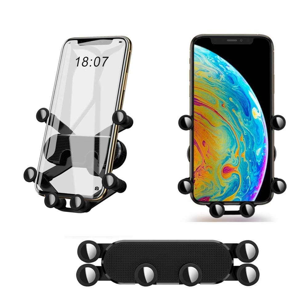 Gravity Car Phone Mount, Auto-Retractable Bracket For Car Air vent, Stable Car Cradle 360 Degree Adjustable Car Phone Holder for iPhone 11/XR/XS Max/XS/X/8/8 Plus/7, Galaxy S10/S10 Plus and More