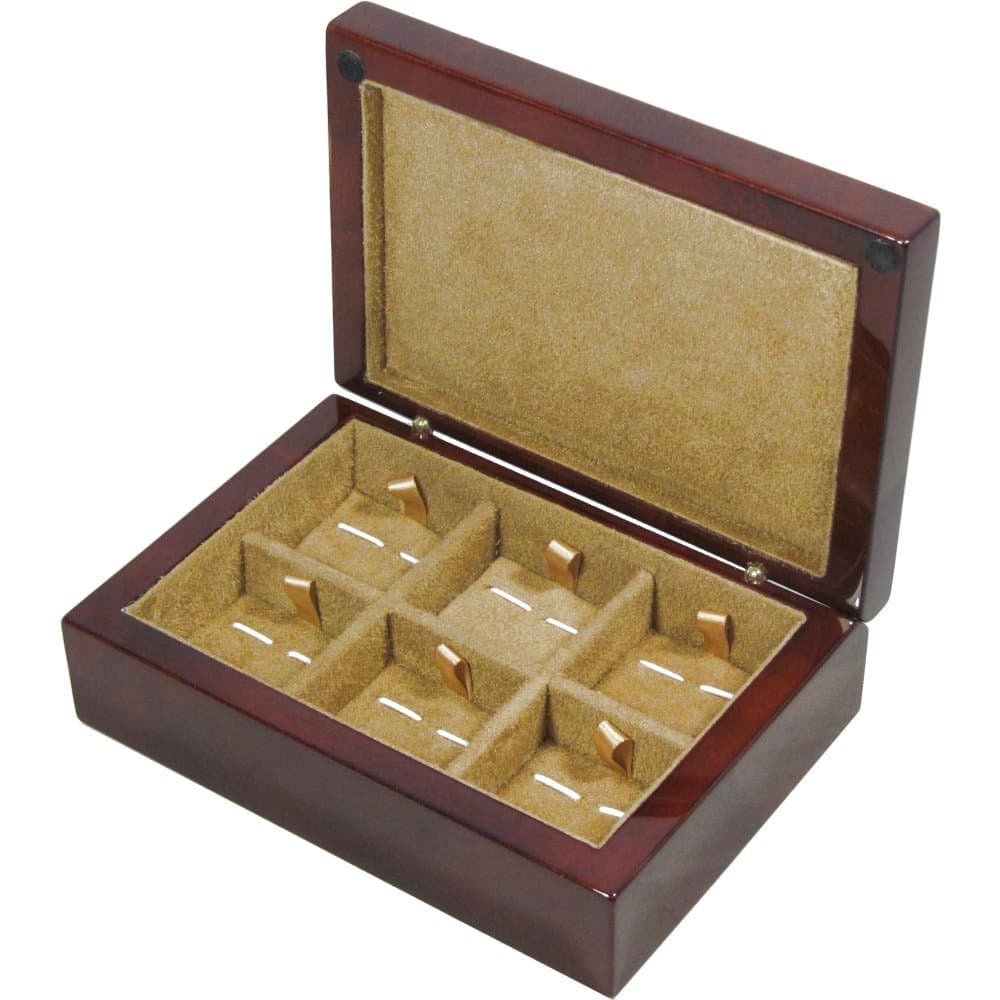 Camphor Burl Wood 6 Cufflink Box