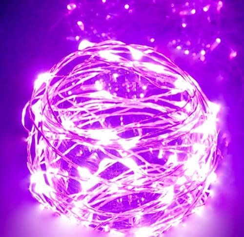 Izzy Creation Pink LED String Lights (UL Adapter Included), 100 LEDs, 33 ft, Silver Coating Copper Wire, Cuttable, Starry Lights for Home Decor, Shop Windows, Christmas, New Year, Wedding, Party