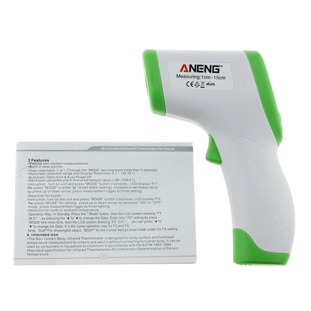 Non-Contact IR Infrared Thermometer with Digital LCD Display for The Front Body Temperature, Green