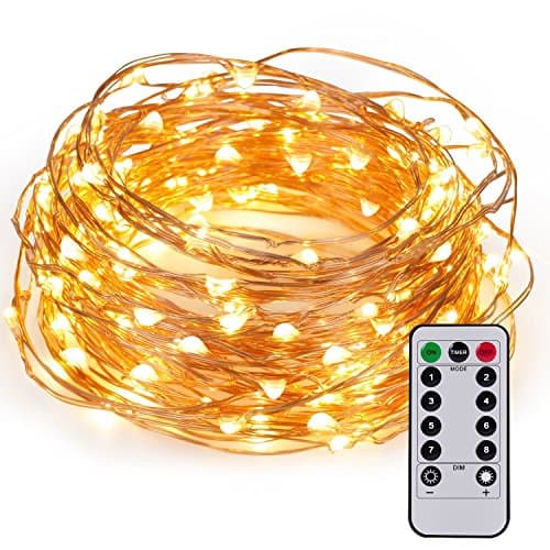 2 Packs Copper Wire 33Ft 100 LED String Lights,w/8 Mode Remote Controller Waterproof Decorative Lights for Bedroom, Patio, Garden, Gate, Yard, Parties, Wedding Warm White