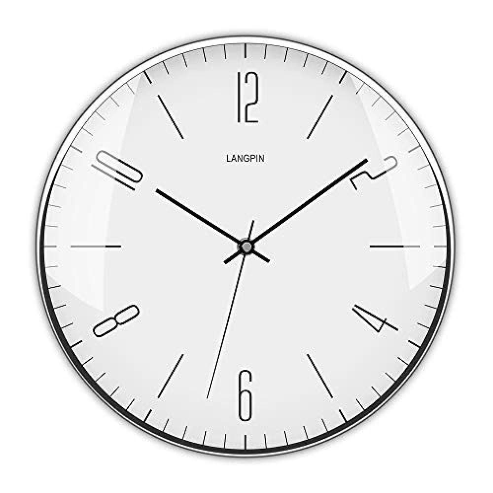 aimeishi LANGPIN mute non-blocking modern quartz wall clock 35 56 cm - Battery powered digital silent sweeping office decorative clock Chrome metal frame glass cover 903@903-1