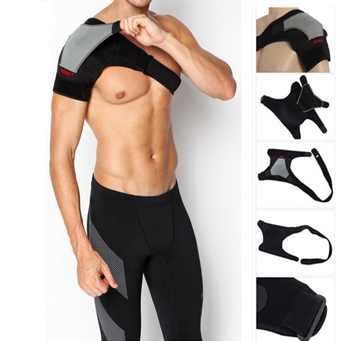 Shoulder Support Brace Strap Wrap Pad Lightweight Adjustable Gym Sport for Pain Relief Rotator Cuff Support Injury Prevention AC Joint Dislocated Arthritis Sprain Unisex by Hmjunboys (Right Shoulder)