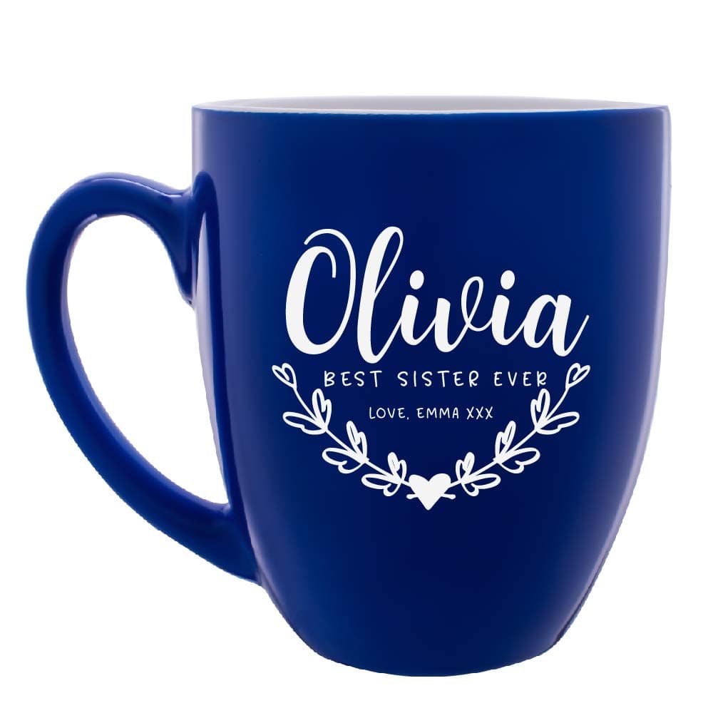 Personalized Coffee Mug w Name | 16oz - 7 Color | Engraved Custom Ceramic Coffee Cup - Personalized Best Sister, Mother, Wife Gift - Taza Personalizada, Your Own Text #C3