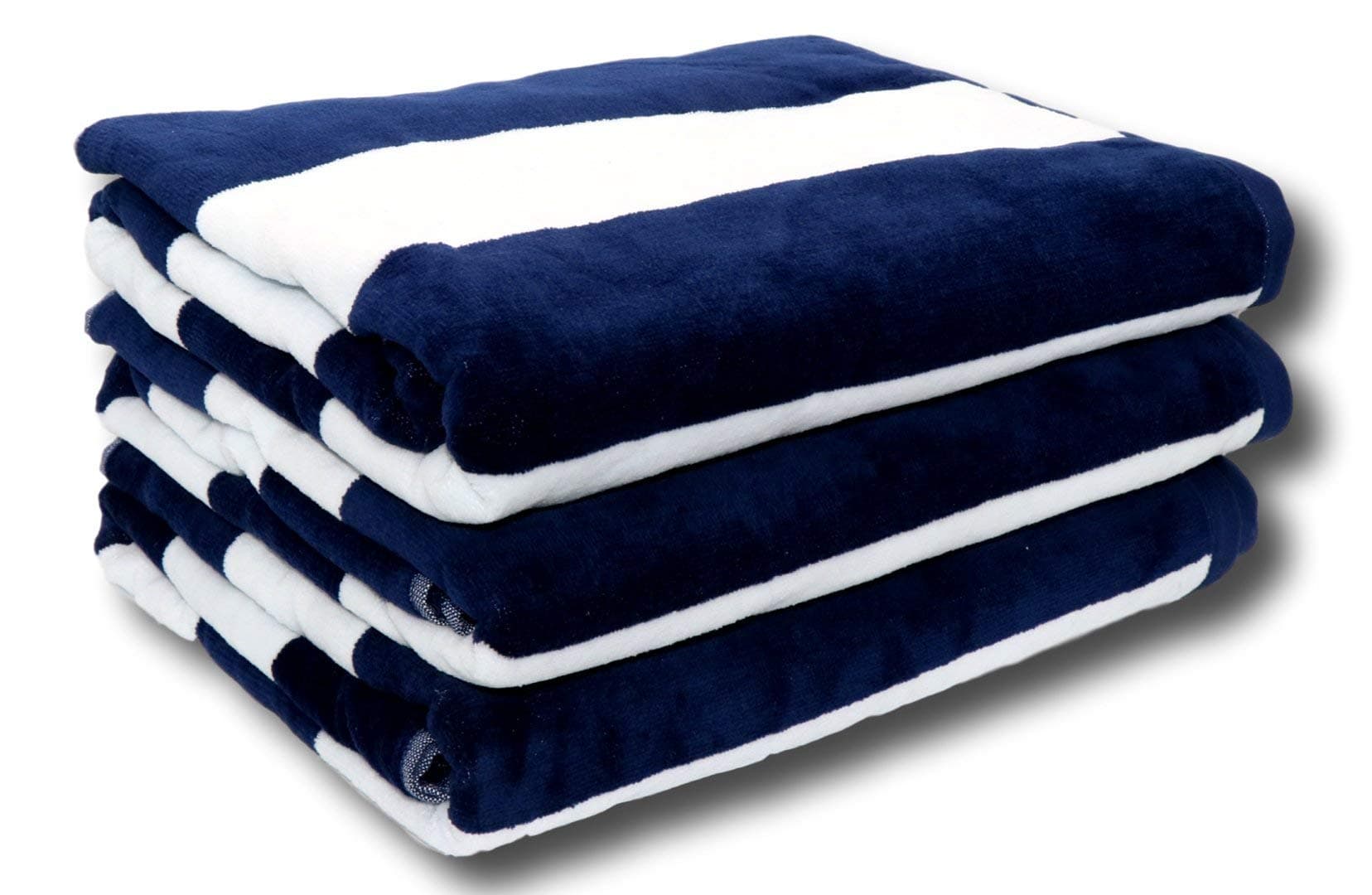 Lara Cabana Beach Towel - Bath Sheet Size - Pool Spa Bath Towel - Extra Soft & Large (35" x60) (Navy 3 Pack)