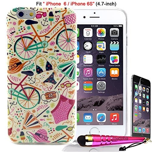 Fit [iPhone 6S / iPhone 6], MeKube® - (4.7-inch) iPhone 6/6S Case Protector,[Bicycle Bike Life] [Slim-Fit] [Flexible Gel] Soft TPU Case Skin Cover For Apple iPhone 6 6S (4.7-inch), W/ Stylus