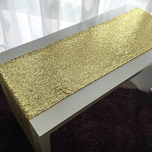 Table Runners 108 Inches Gold ( 12 Inches Width ) Sequin Table Runner Placemat for Office Kitchen Dining Wedding Party Decorations By PAIPIE