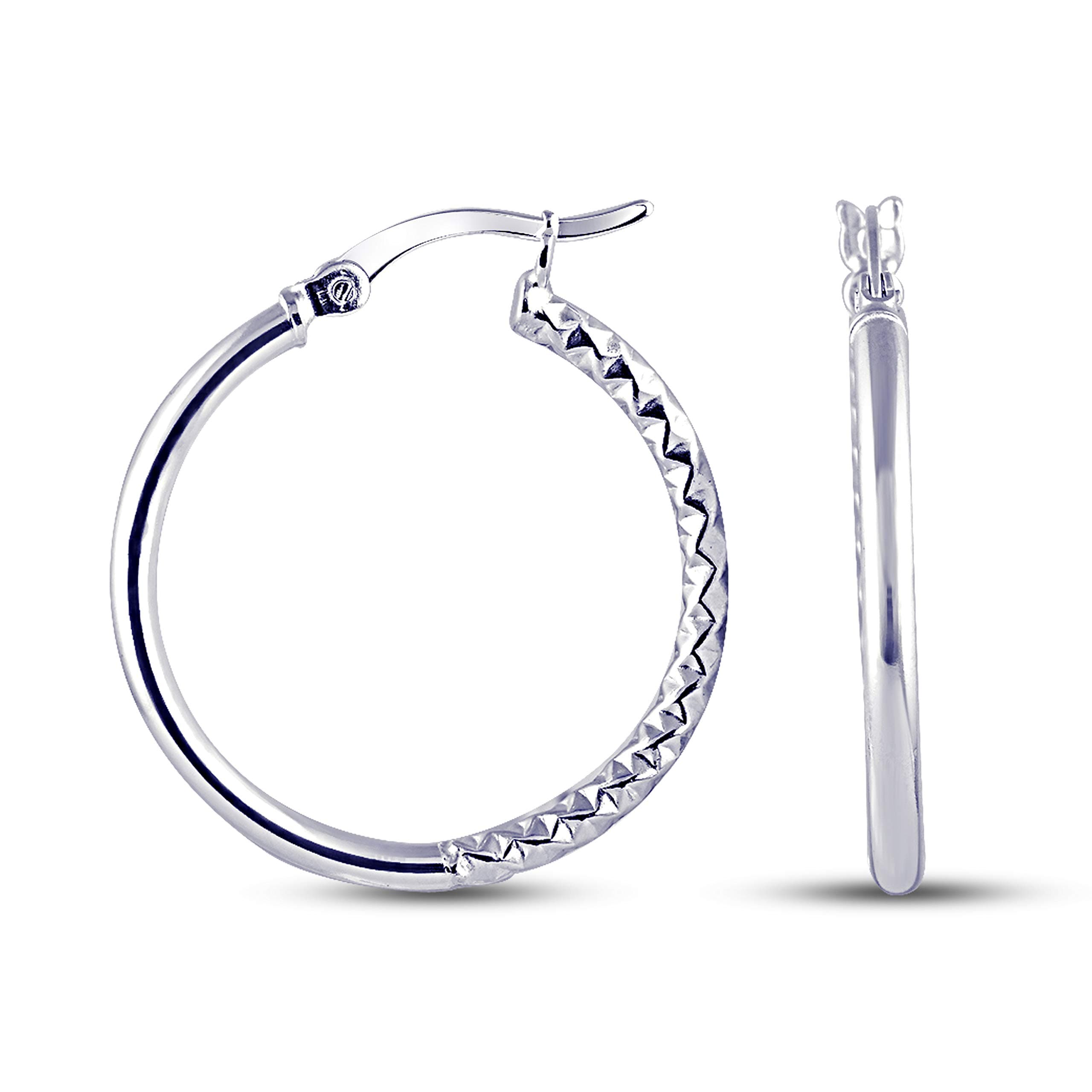 Women's Round Shaped Textured Hoop Earring