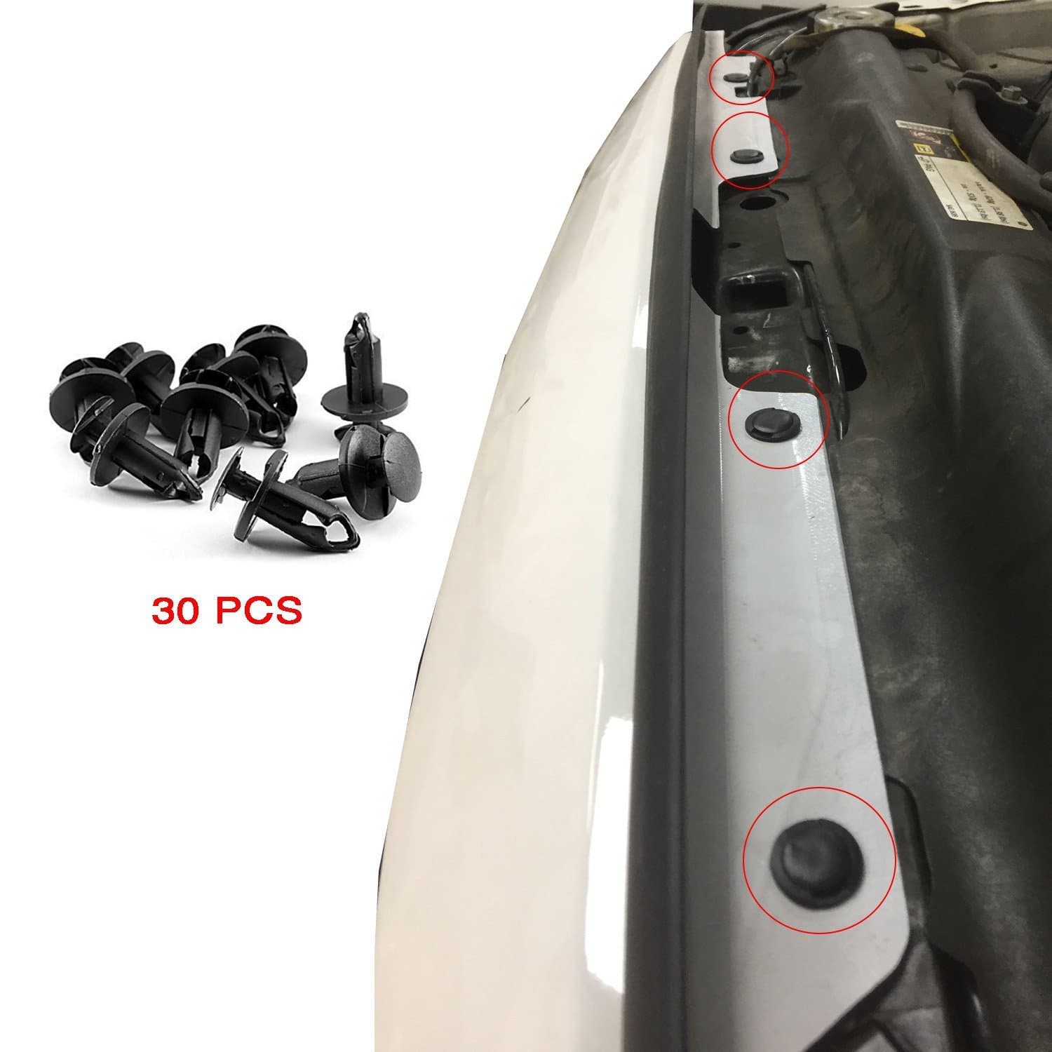 Front Grille Bumper Push Fasteners Rivet Clips Expansion Screws Replacement Kit for 07-18 Jeep Wrangler & Wrangler Unlimited JK - 30PCS