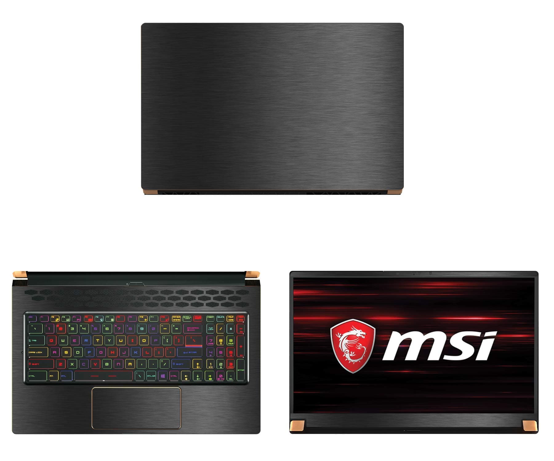 Decalrus - Protective Decal for MSI GS75 Stealth (17.3" Screen) Laptop Dark Grey Texture Brushed Aluminum Skin case Cover wrap BAmsiGS75_17Dark Grey