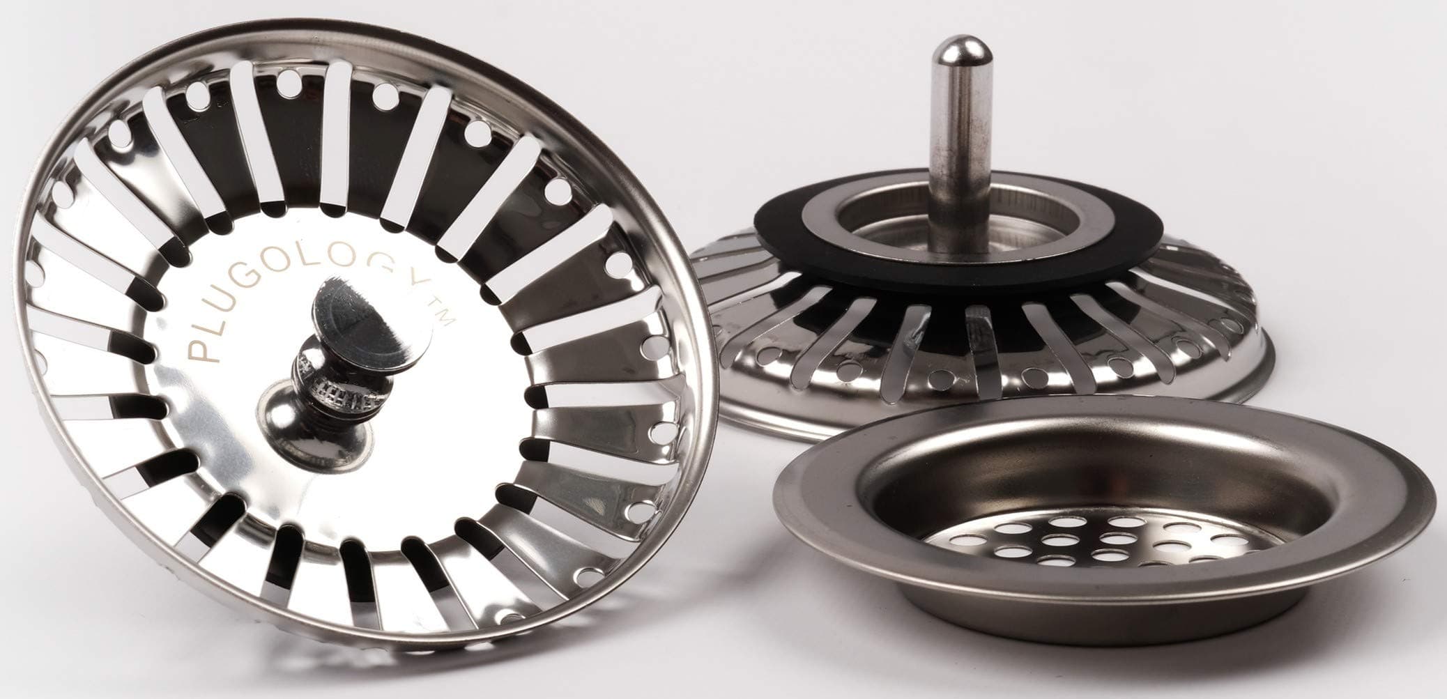 Plugology 3.3" 84mm Dia. - Extra Wide Better Fit - Kitchen Sink Waste Basket Strainer Plug - Sink Plug - Sink Strainer Included