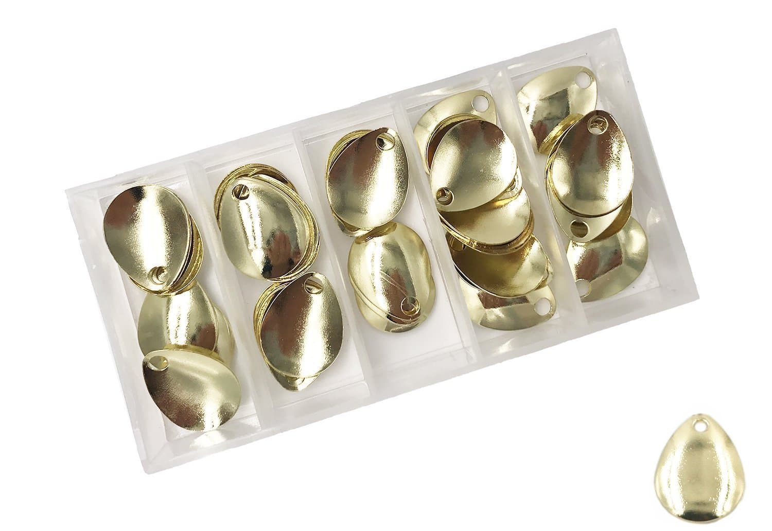 Milepet Deep Cup Spinner Blades for Hard Lures Worm Spinner Baits Spoons Rigs Making,50Pcs/Box,Large&Small,Gold&Silver Available