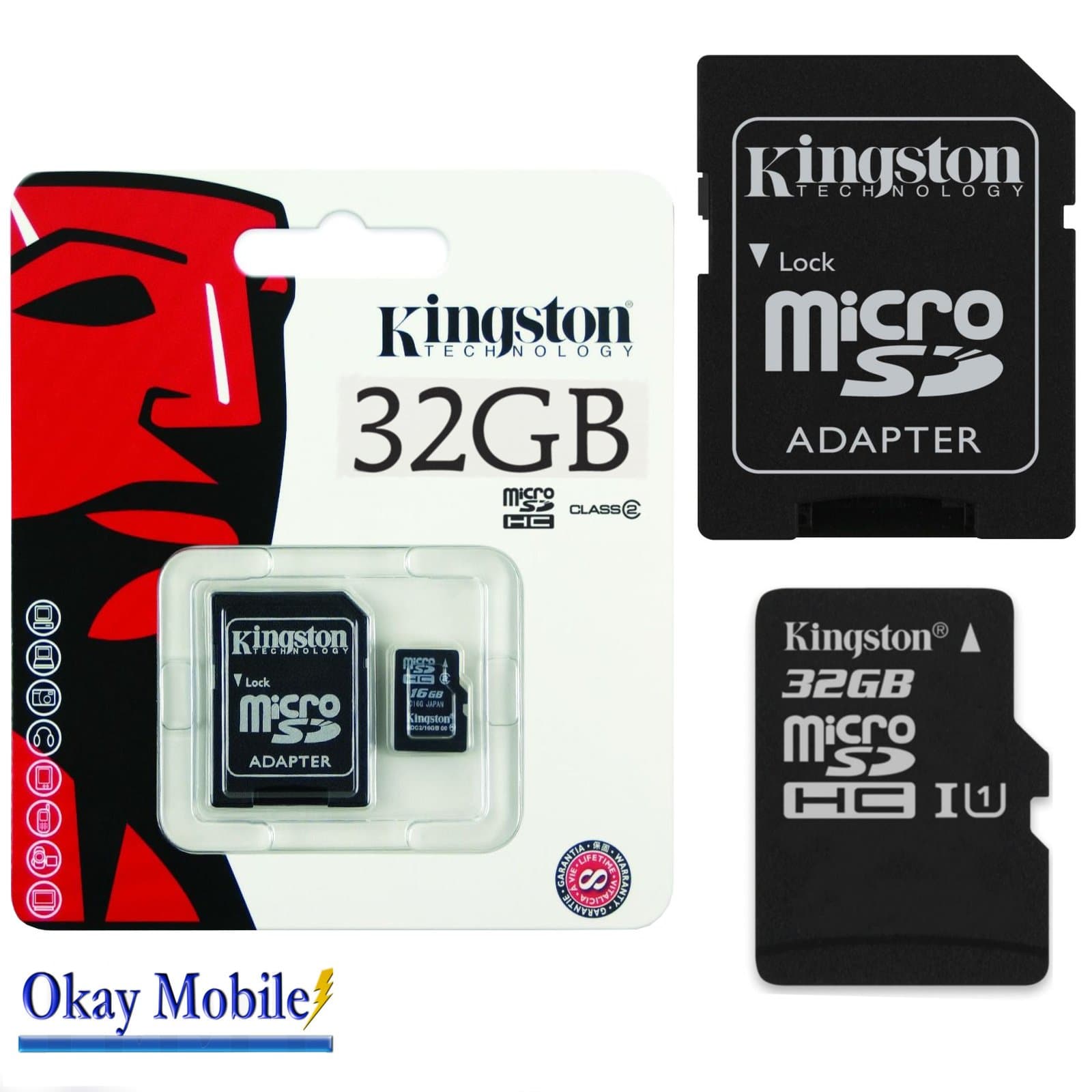 Okay Mobile Original Kingston 32GB Micro SD SDHC Memory Card For Samsung Galaxy J3 (7) (2017)-LFYYKIM-630-0055