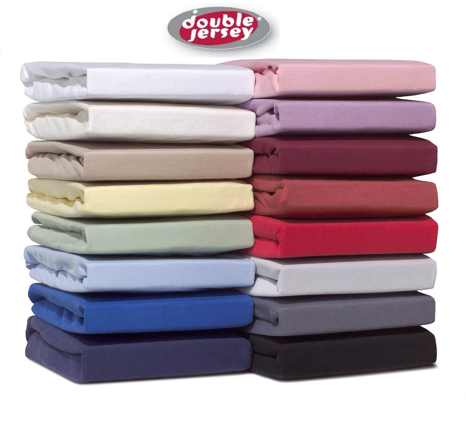 Double Jersey Fitted Sheet 100% Soft Cotton - Double-Knitted High-Fiber Fabric Density, Smooth Non-Iron with All-Around Elastic, Sheets for 32cm Bed Mattress Height - Blue, 90x200+32