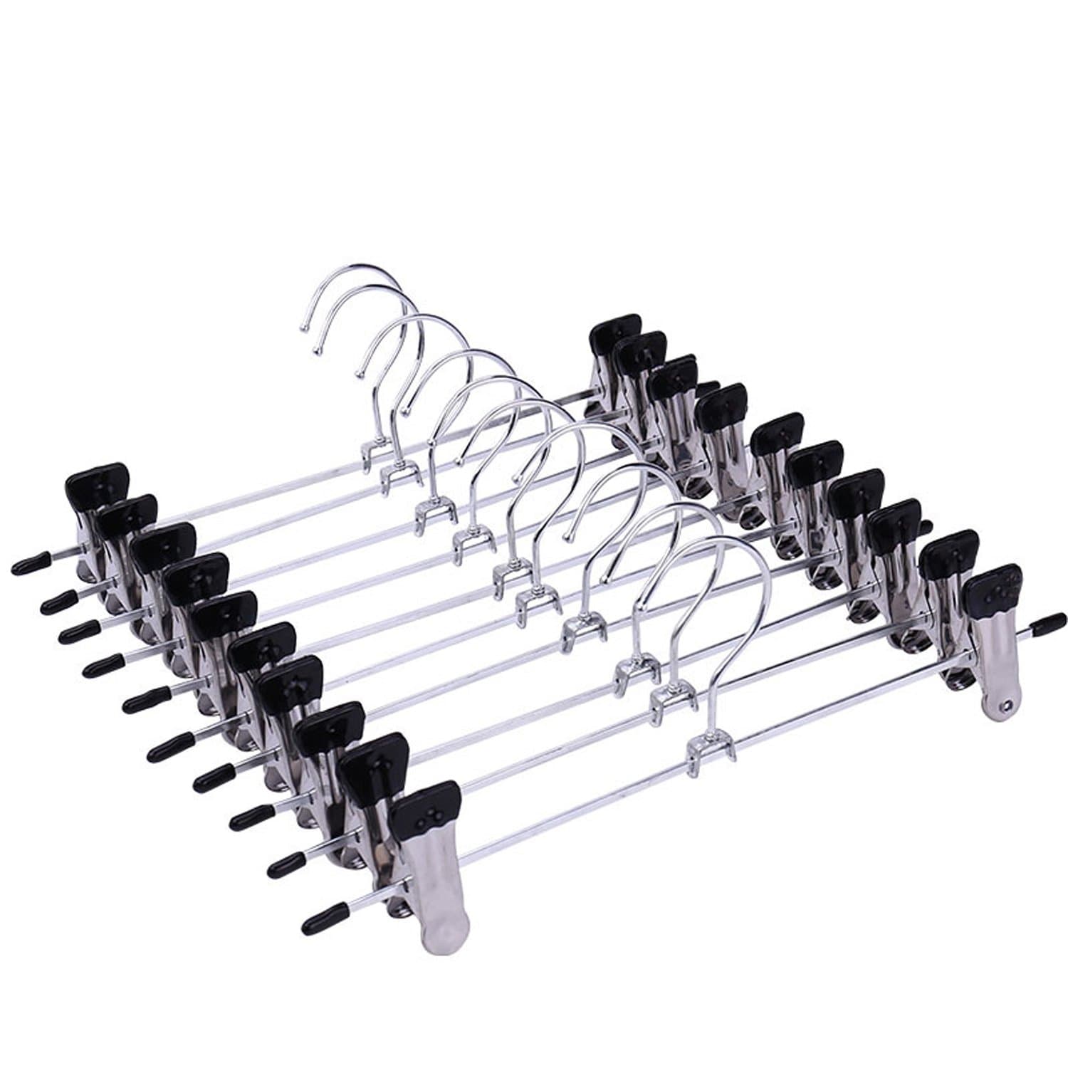 Pants Hangers with Clips 20 Pack, IDMAX Adjustable Heavy Duty Hangers with Non-Slip Clips Pants Hangers Stainless Steel Coat Suit Hangers Pants Hangers for Men Metal Pants Hangers for Jeans