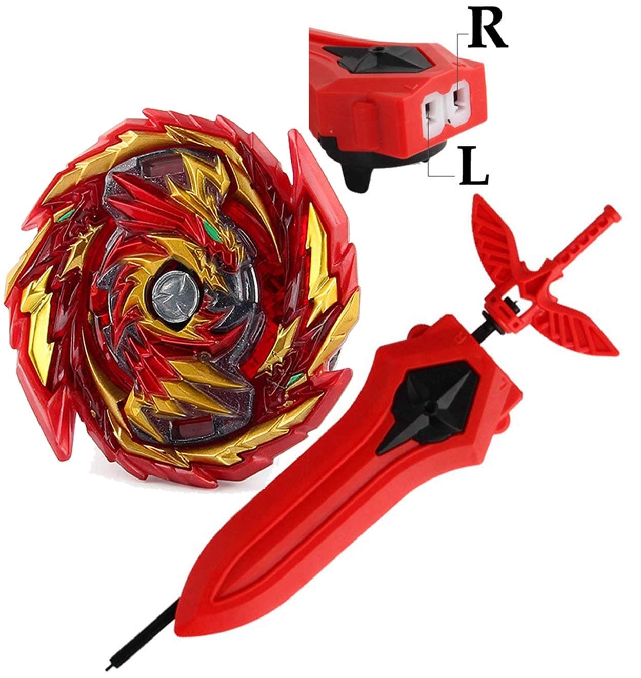 Bey Battle Burst GT Blade Evolution Turbo B-155 Booster Master Diabolos Gn God Bey Sword Launcher Grip Starter Set Gaming Top Attack Gyro Battling Top Left Right BeyLauncher Spinning Toy Gift for Boys